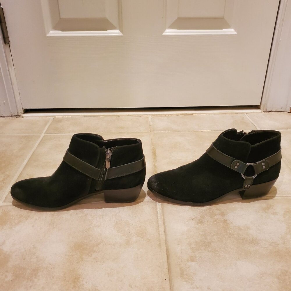 Women's Sam Edelman Phoenix Black Nubuck Leather Zip Ankle Boots Womens Size 7 M